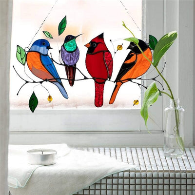 Witrażowa zawieszka na okno z ptakami WindowBirds