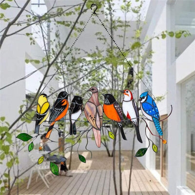 Witrażowa zawieszka na okno z ptakami WindowBirds