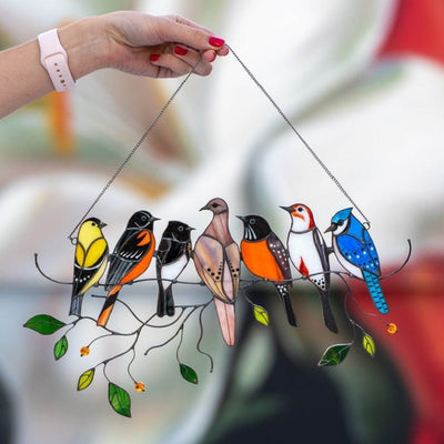 Witrażowa zawieszka na okno z ptakami WindowBirds