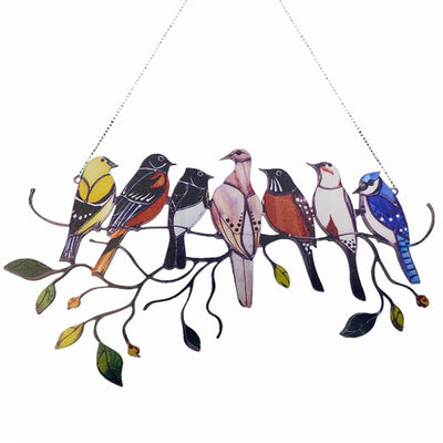 Witrażowa zawieszka na okno z ptakami WindowBirds