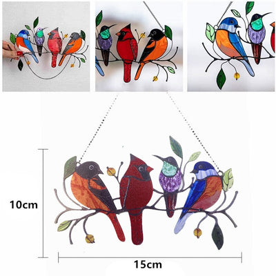 Witrażowa zawieszka na okno z ptakami WindowBirds